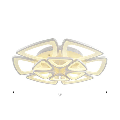 DecorBites™ DecorBites™ Modern Triangle Flower Acrylic Semi Flush Mount Ceiling Lamp - Minimalist Style (5/12/18 Heads) in White