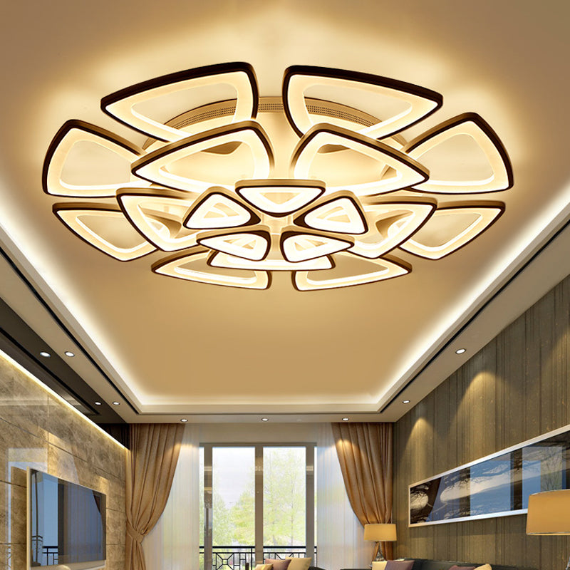 DecorBites™ DecorBites™ Modern Triangle Flower Acrylic Semi Flush Mount Ceiling Lamp - Minimalist Style (5/12/18 Heads) in White