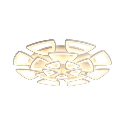 DecorBites™ DecorBites™ Modern Triangle Flower Acrylic Semi Flush Mount Ceiling Lamp - Minimalist Style (5/12/18 Heads) in White