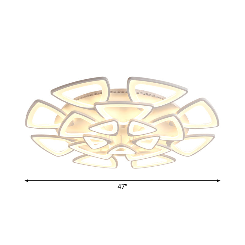 DecorBites™ DecorBites™ Modern Triangle Flower Acrylic Semi Flush Mount Ceiling Lamp - Minimalist Style (5/12/18 Heads) in White