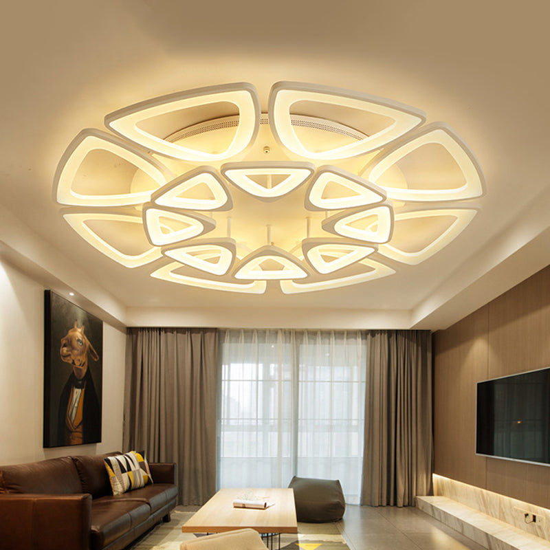 DecorBites™ DecorBites™ Modern Triangle Flower Acrylic Semi Flush Mount Ceiling Lamp - Minimalist Style (5/12/18 Heads) in White