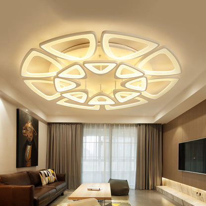 DecorBites™ DecorBites™ Modern Triangle Flower Acrylic Semi Flush Mount Ceiling Lamp - Minimalist Style (5/12/18 Heads) in White