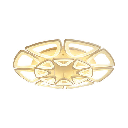 DecorBites™ DecorBites™ Modern Triangle Flower Acrylic Semi Flush Mount Ceiling Lamp - Minimalist Style (5/12/18 Heads) in White