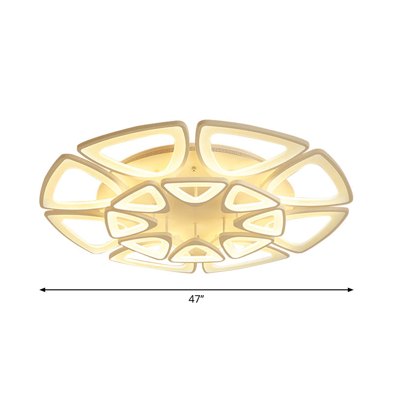 DecorBites™ DecorBites™ Modern Triangle Flower Acrylic Semi Flush Mount Ceiling Lamp - Minimalist Style (5/12/18 Heads) in White