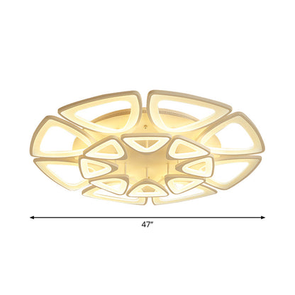 DecorBites™ DecorBites™ Modern Triangle Flower Acrylic Semi Flush Mount Ceiling Lamp - Minimalist Style (5/12/18 Heads) in White