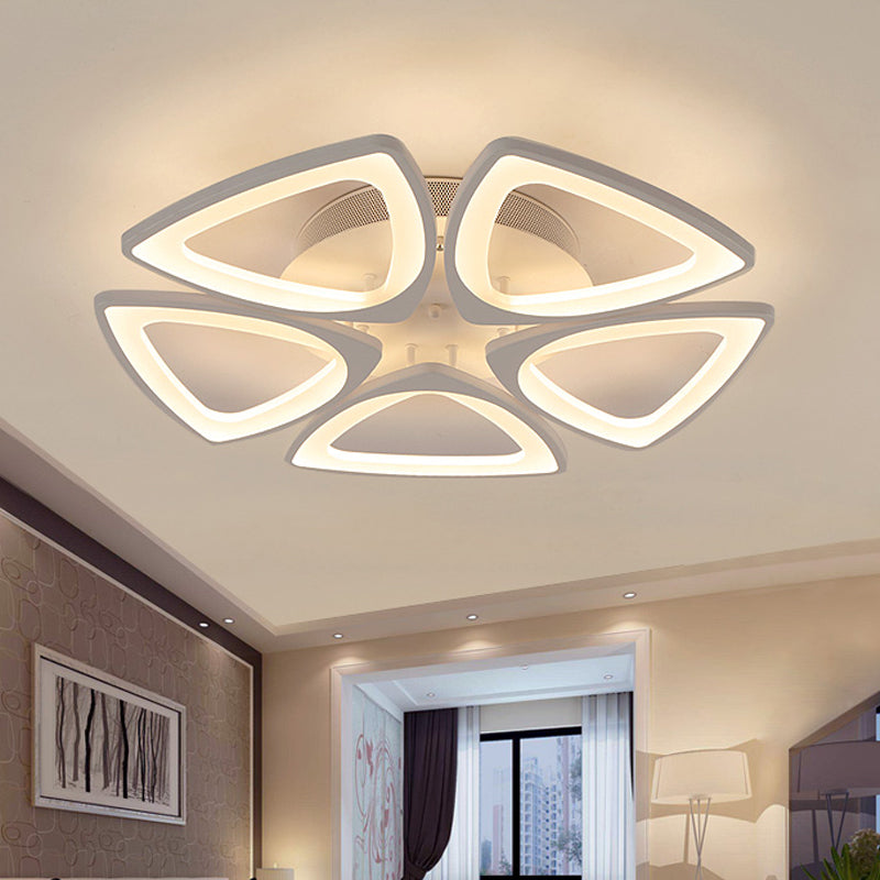 DecorBites™ DecorBites™ Modern Triangle Flower Acrylic Semi Flush Mount Ceiling Lamp - Minimalist Style (5/12/18 Heads) in White