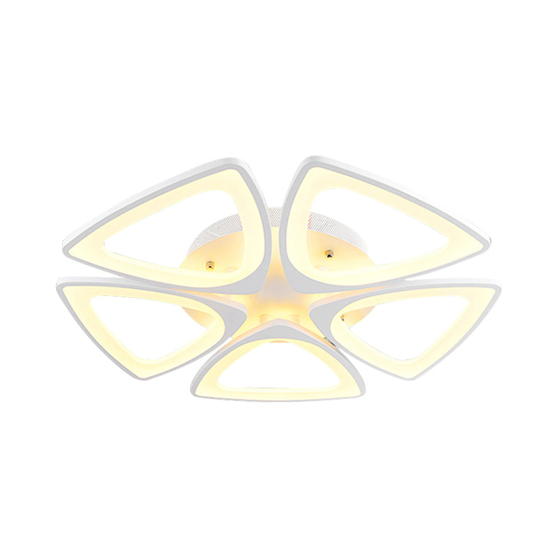 DecorBites™ DecorBites™ Modern Triangle Flower Acrylic Semi Flush Mount Ceiling Lamp - Minimalist Style (5/12/18 Heads) in White