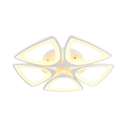 DecorBites™ DecorBites™ Modern Triangle Flower Acrylic Semi Flush Mount Ceiling Lamp - Minimalist Style (5/12/18 Heads) in White
