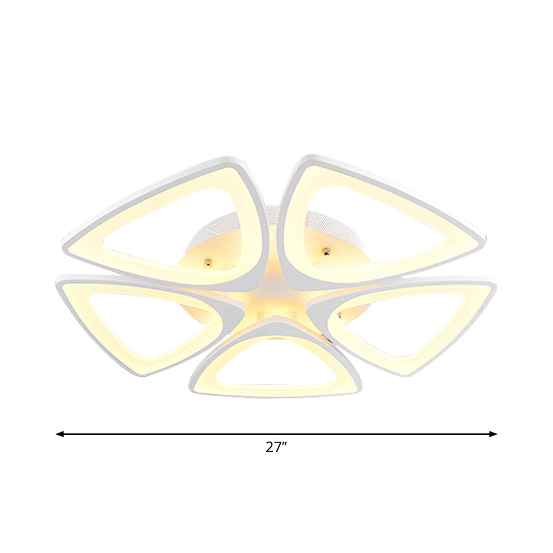 DecorBites™ DecorBites™ Modern Triangle Flower Acrylic Semi Flush Mount Ceiling Lamp - Minimalist Style (5/12/18 Heads) in White