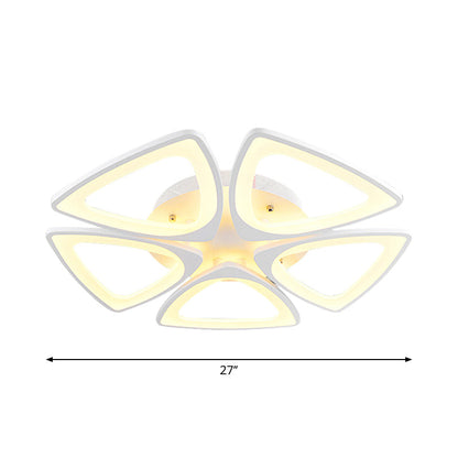 DecorBites™ DecorBites™ Modern Triangle Flower Acrylic Semi Flush Mount Ceiling Lamp - Minimalist Style (5/12/18 Heads) in White