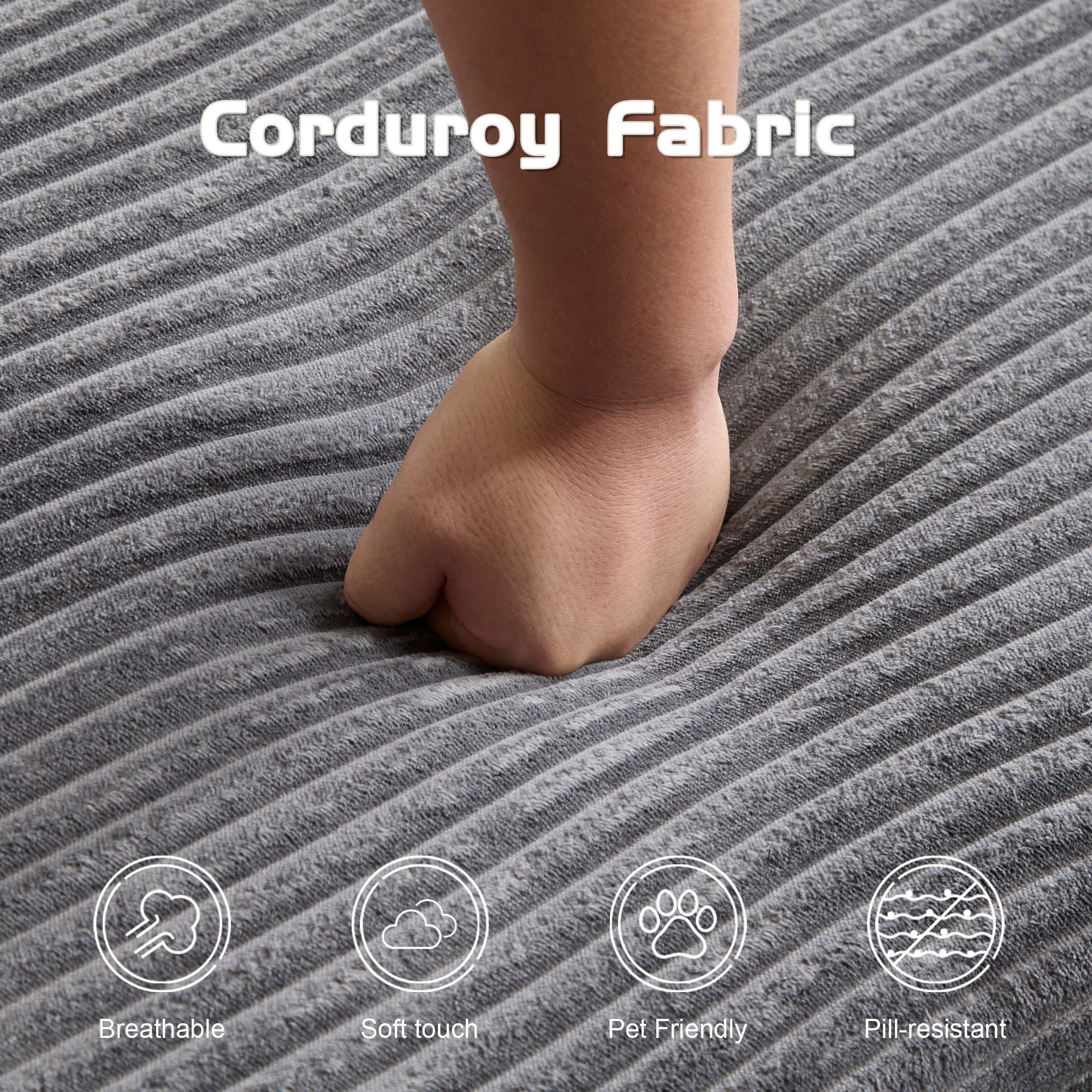 Sofá de Dos Plazas, Sofá Cama con Asiento Profundo Cómodo, Sofá Moderno Pequeño de Terciopelo para Sala de Estar o Dormitorio, Cojín Reversible con Almohadas, Sin Ensamblaje Requerido, Gris Oscuro