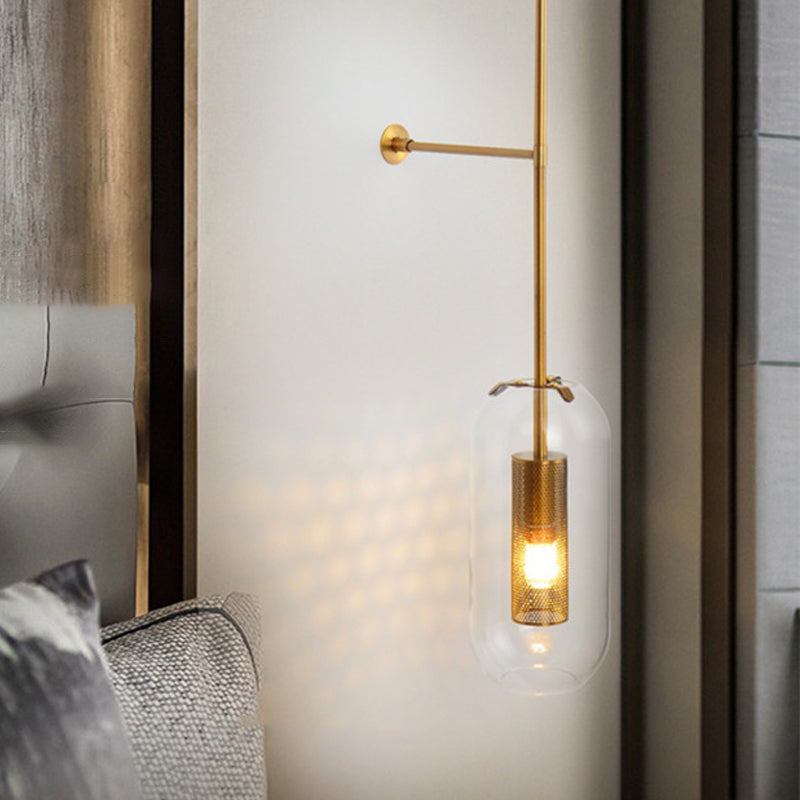 DecorBites™ Gold Metal Wall Lamp with Postmodern Design and 1 Light for Living Rooms