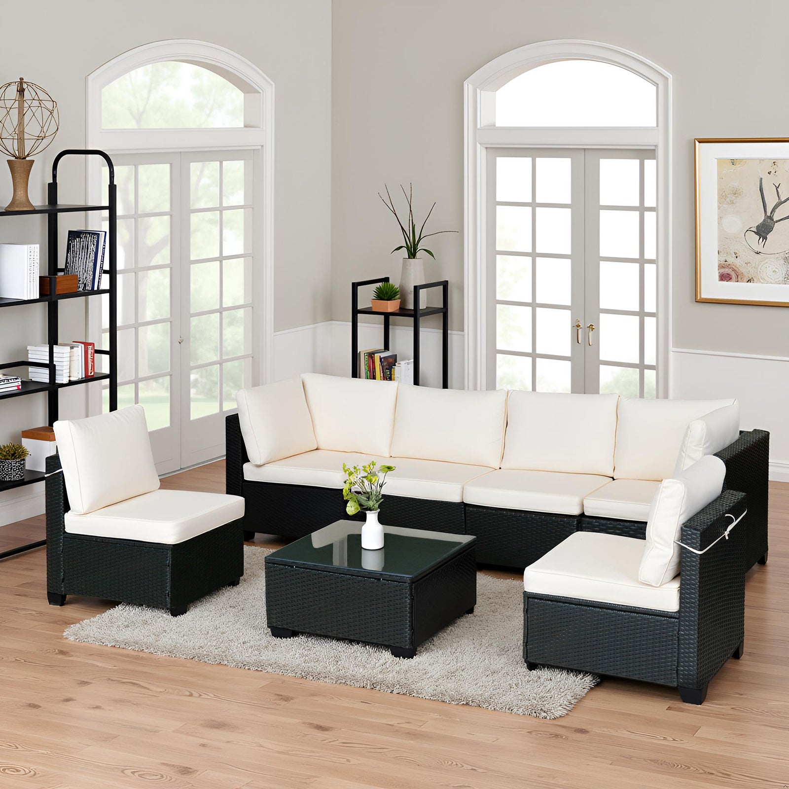 Black Rattan Outdoor Sofa
