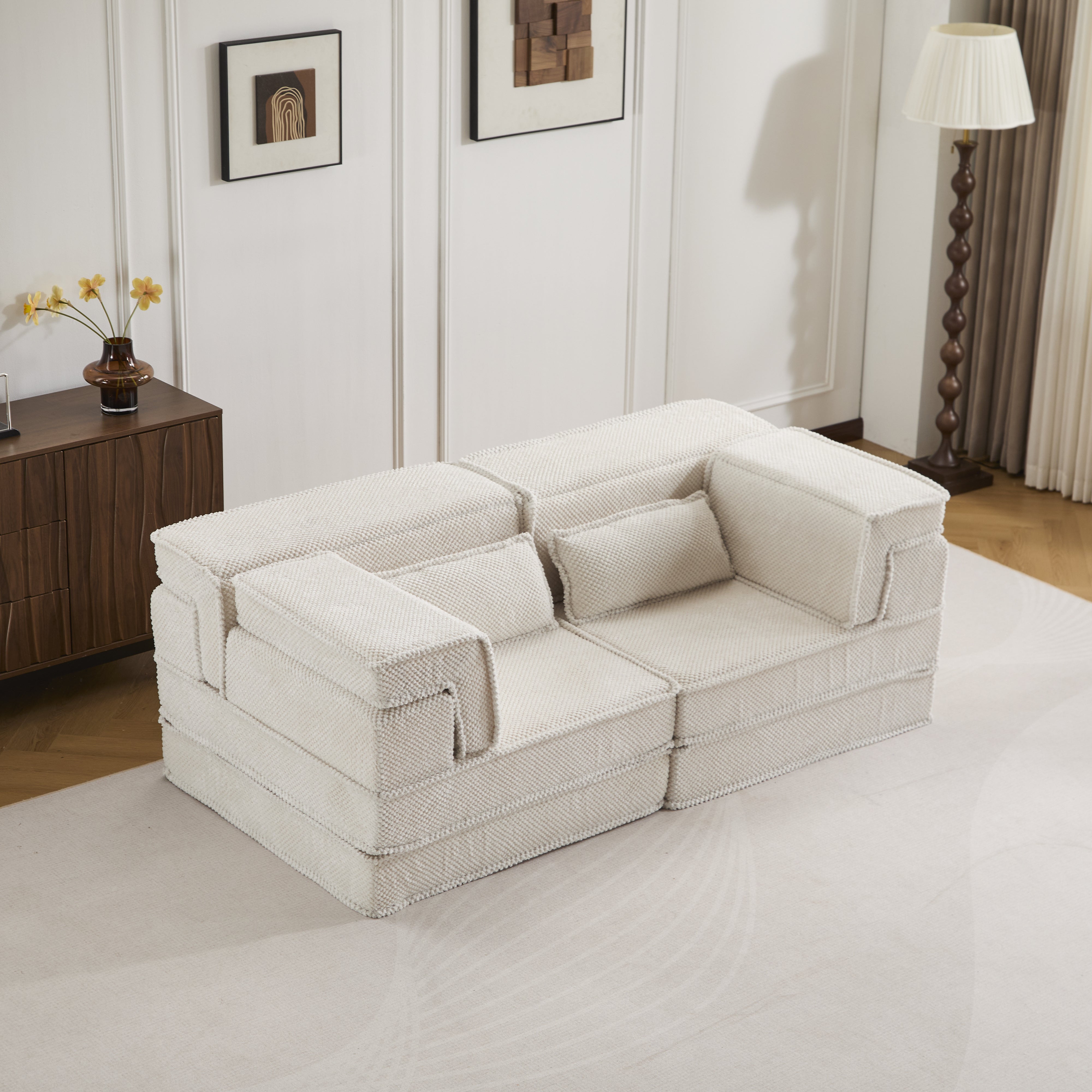 White Modular Loveseat