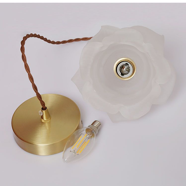 Glass Brass Flower Chandelier