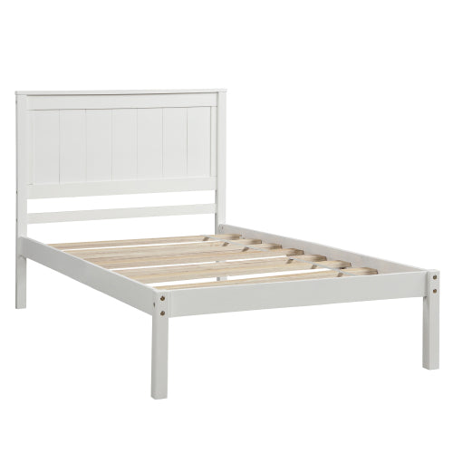 White Wood Platform Bed