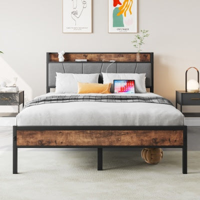 Vintage Brown Platform Bed