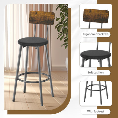 Only Supports Self Pickup-Long Dining Table Set With 3 PU Upholstered Bar Stools, Dining Table And Chairs Set, Industrial High Coffee Table And Back Chair