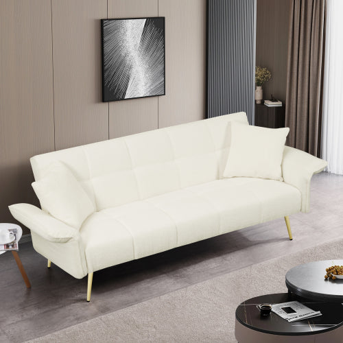 70.1 Pulgadas Futón Sofá Cama, Sofá Cama Doble Convertible con Reposabrazos Plegables para Salas de Estar y Espacios Pequeños