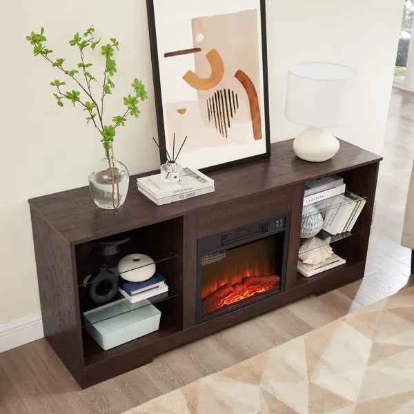 Espresso Fireplace TV Stand