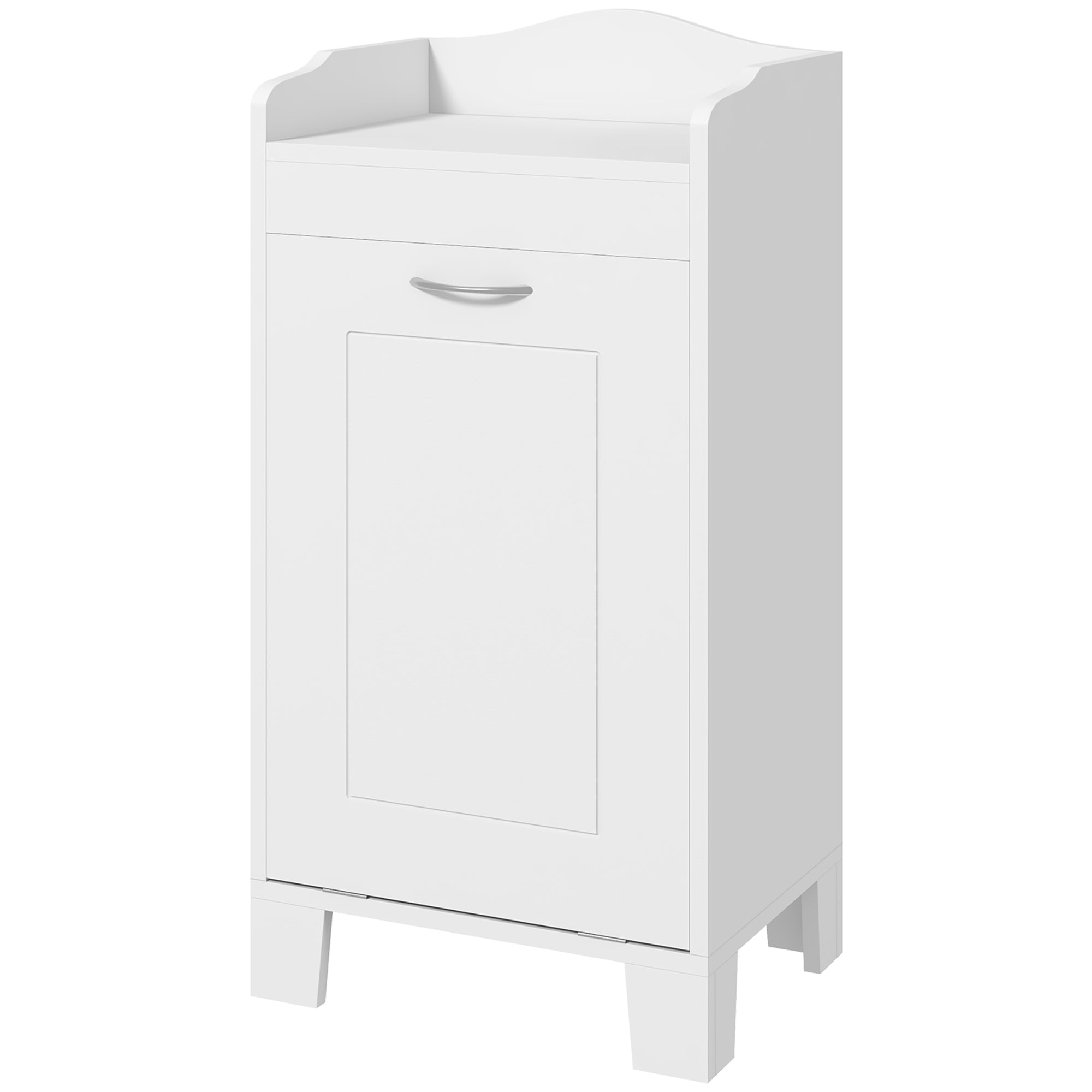 31 Cesta de Ropa Sucia con Volteo, Gabinete de Almacenamiento para Baño de Pie Libre, Organizador para el Hogar, Blanco