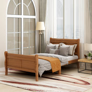 Holz-Plattform-Twin-Bettgestell, Schlitten-Design mit Kopf- und Fußteil, Holz-Latten