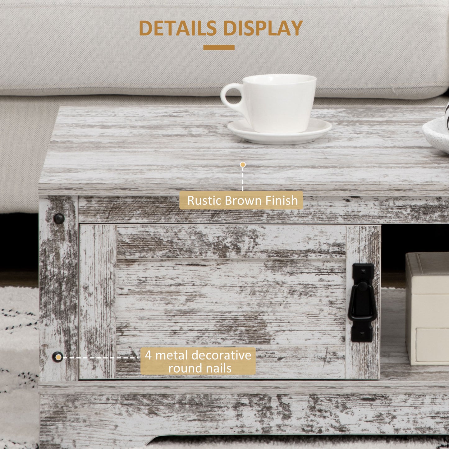 Rustic Coffee Table with Storage