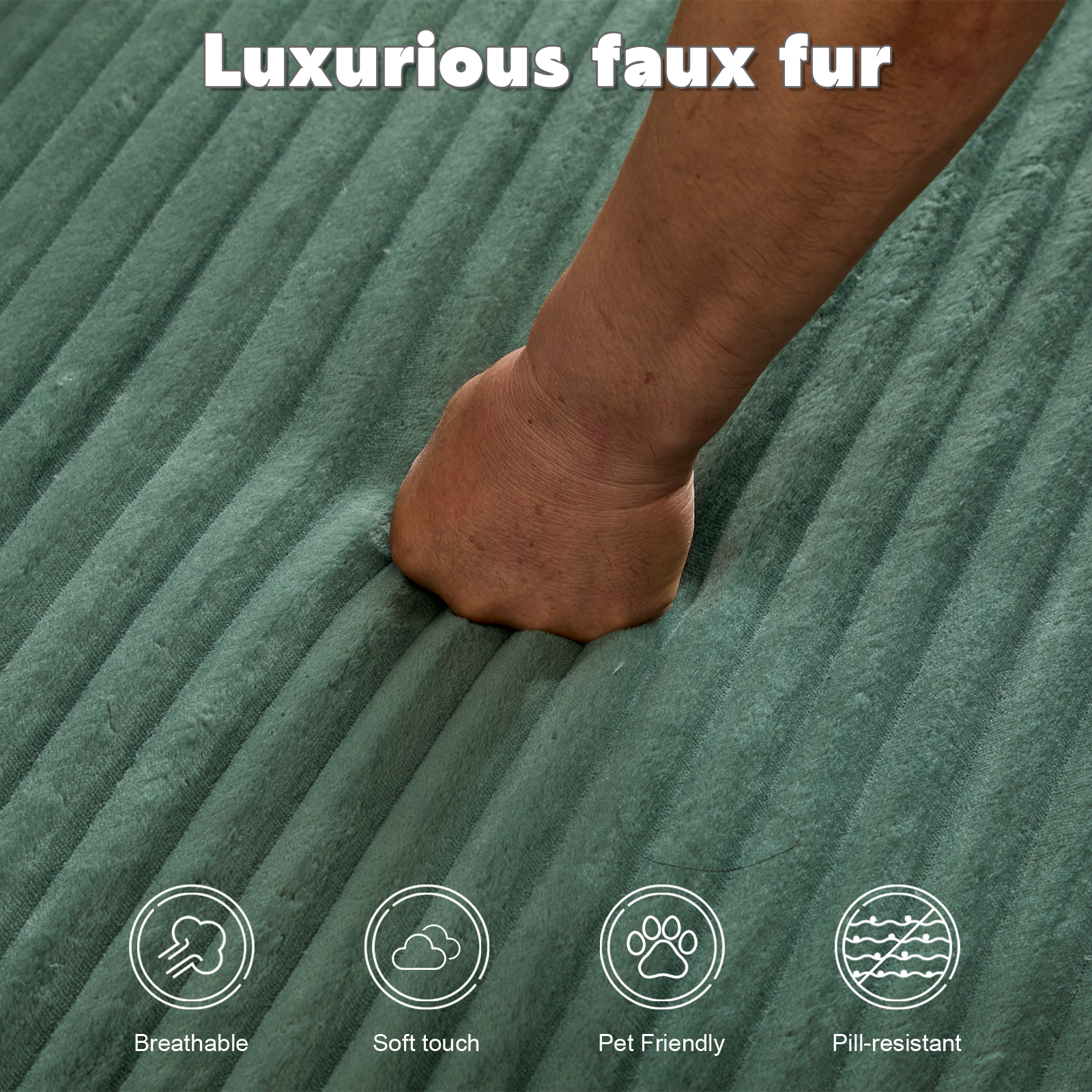 Silla Chaise Longue Sobredimensionada Cómoda Nube, Sofá Moderno con Tapizado de Terciopelo Acanalado Mullido, Sofá Cama Diván con 3 Cojines Decorativos y Reposabrazos Anchos para Sala de Estar, Sin Ensamblaje Requerido, Verde
