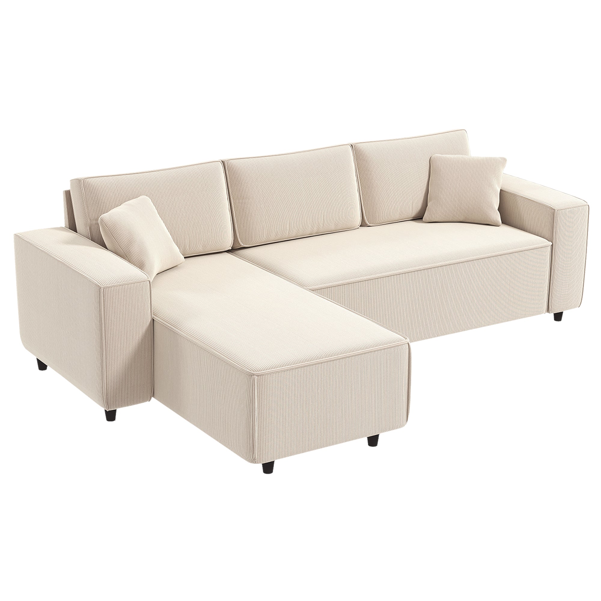 Cream Corduroy Sectional Sofa