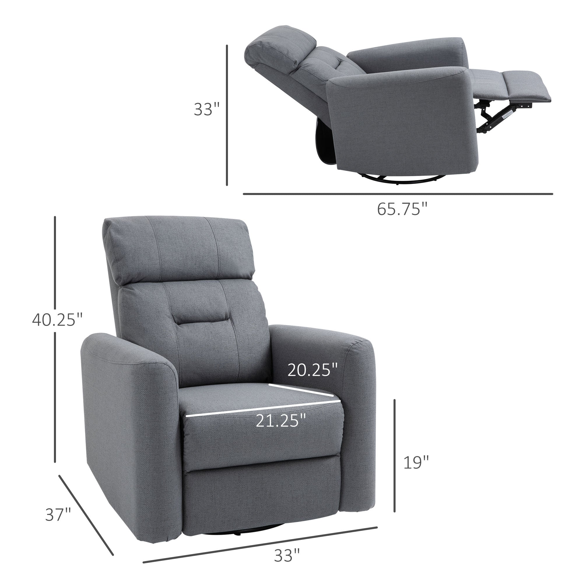 Gray Recliner Swivel Chair