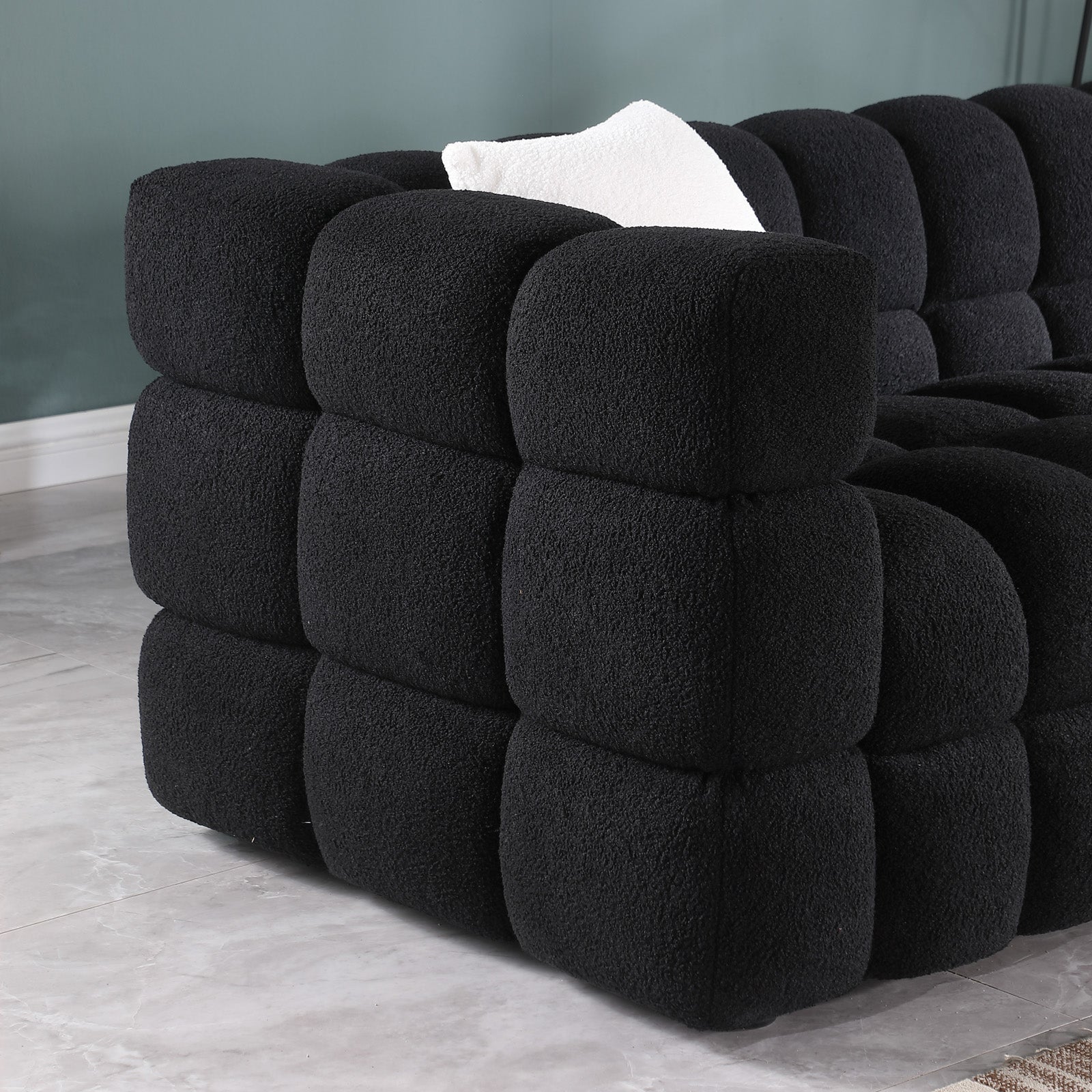 Black Boucle 2-Seater Sofa