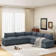 Sofá Seccional Modular de 115.5 Pulgadas en Gris Profundo con Tapicería de Poliéster Duradero, Cojines Mullidos, Compartimentos de Almacenamiento Ocultos y Diseño Versátil para Sala de Estar, Salón o Oficina