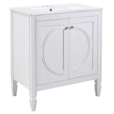 Vintage White Bathroom Vanity with Ceramic Sink