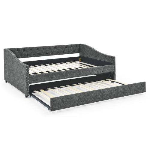 El Sofá Cama de Tamaño Completo Cuenta con una Cama Sofá Tapizada con Tachuelas de Tamaño Doble sobre Ruedas Plataformas No Disponibles - Temu