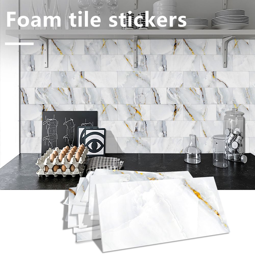 Irregular Gold Stripes Marble Kitchen Bathroom Decoration Modern Simple Style Wall Stickers Waterproof Peel And Stick Wallpaper Free Cutting PVC Self-adhesive Wall Stickers