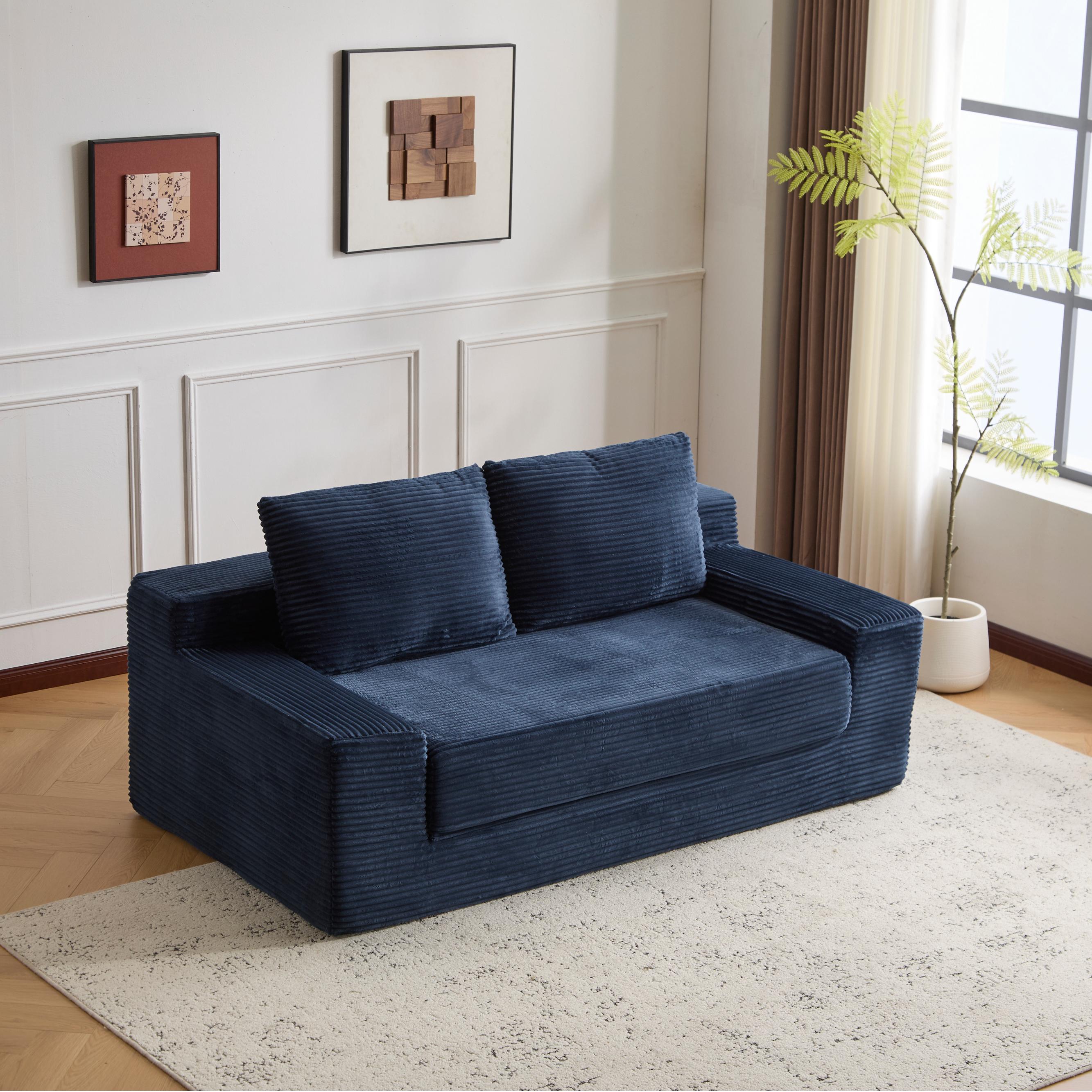 Dark Grey Corduroy Loveseat