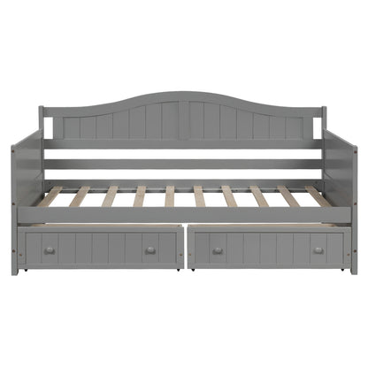 Twin Wooden Daybed With 2 Drawers, Sofa Bed, No Box Spring Needed - Gray