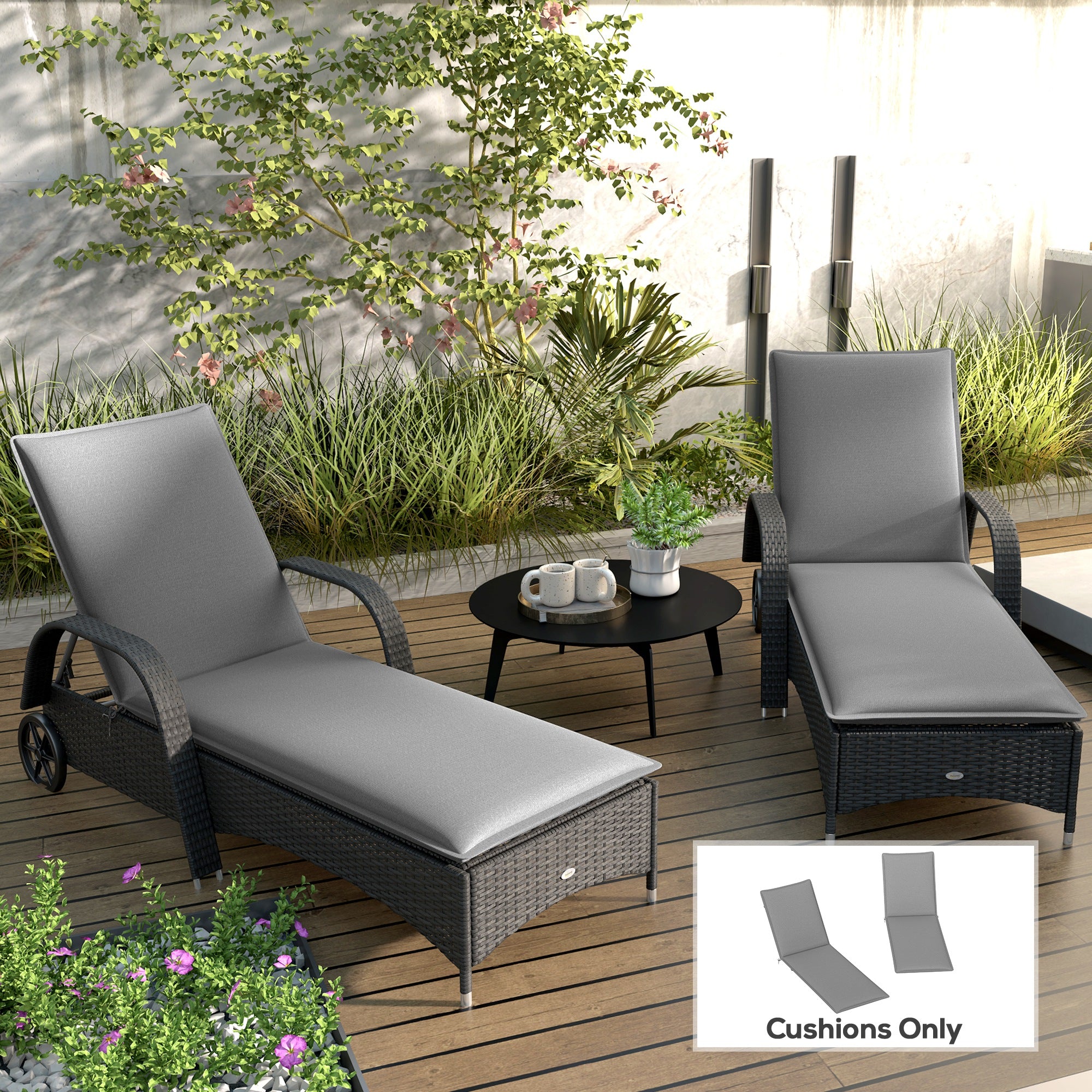 Juego de 2 Cojines para Chaise Lounge Plegable