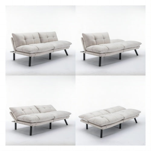 Cream Convertible Folding Modern Sofa Bed