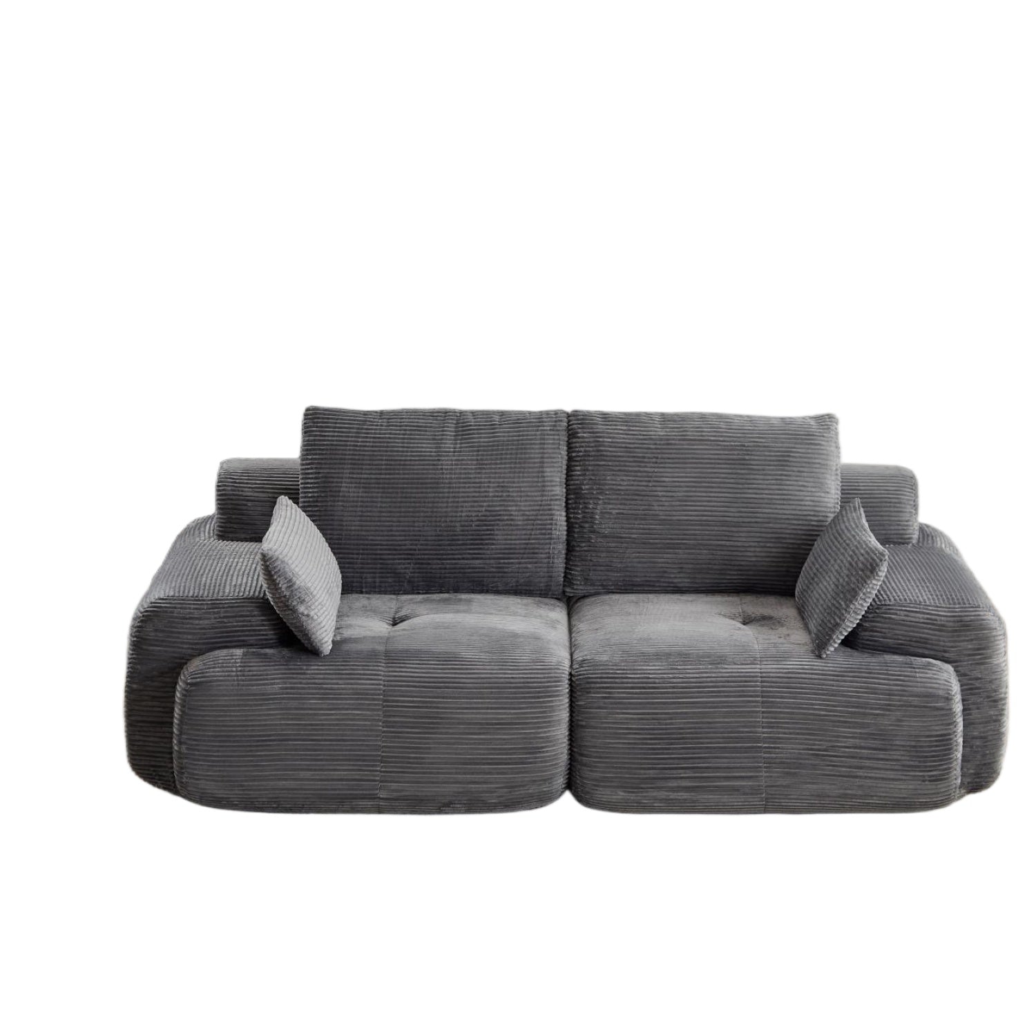 Sofá Comprimido de Espuma de Memoria Moderna, Sofá Seccional Grande de 2 Plazas para Sala de Estar, Sofá Seccional Modular Nube Amigable con Mascotas, Tela de Pana, Loveseat Extra Profundo, Sin Ensamblaje Requerido, Gris
