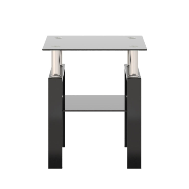 Mesa de Té de Vidrio Templado Moderna de 1 Pieza, Mesa de Café, Mesa Auxiliar, Mesa Cuadrada para Sala de Estar, Negra