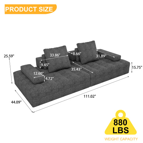 Sofá para la sala de estar, sofá tipo loveseat moderno con asientos extra profundos, reposabrazos cómodos, sofás para sala de estar en apartamento o lounge, ensamblaje fácil, gris