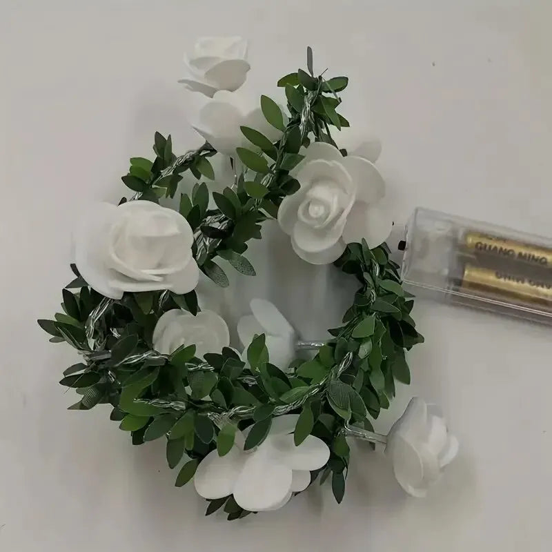 1PC 10 LED Rose Flower String Lights Battery Powered Flower Rose Night Lamp For Wedding Valentines Day Party Garland