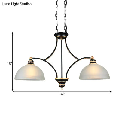 ديكوربايتس™ مصباح معلق تقليدي أسود اللون مكون من مصباحين لغرفة الطعام مع زجاج أبيض لجزيرة المطبخ