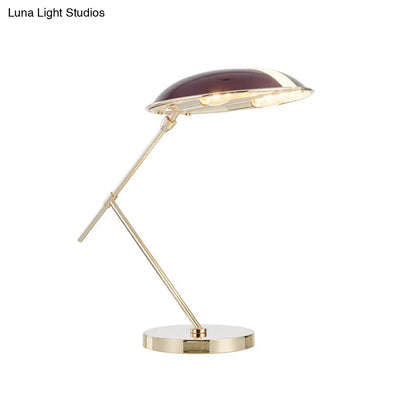 Lámpara de mesilla de noche morada de 2 luces con pantalla metálica - Luz de lectura contemporánea