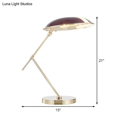 Lámpara de mesilla de noche morada de 2 luces con pantalla metálica - Luz de lectura contemporánea