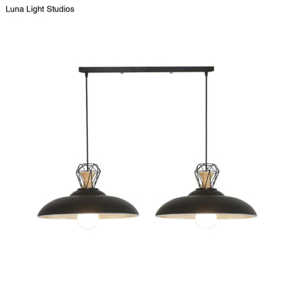مصباح معلق صناعي ثنائي الرأس من DecorBites™ مع غطاء معدني للمطاعم - أسود