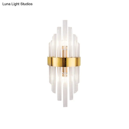 DecorBites™ DecorBites™ 2-Light Living Room Wall Sconce: Simplicity Brass Wall Mount with Crystal Shade