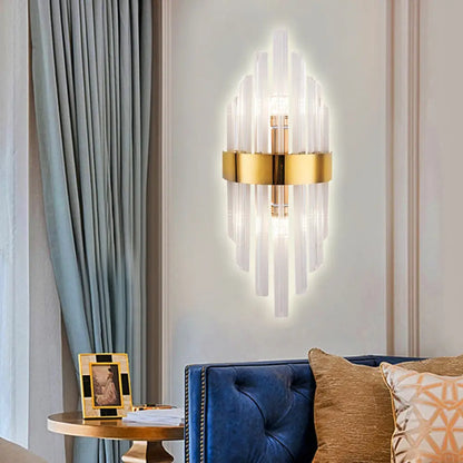 DecorBites™ DecorBites™ 2-Light Living Room Wall Sconce: Simplicity Brass Wall Mount with Crystal Shade