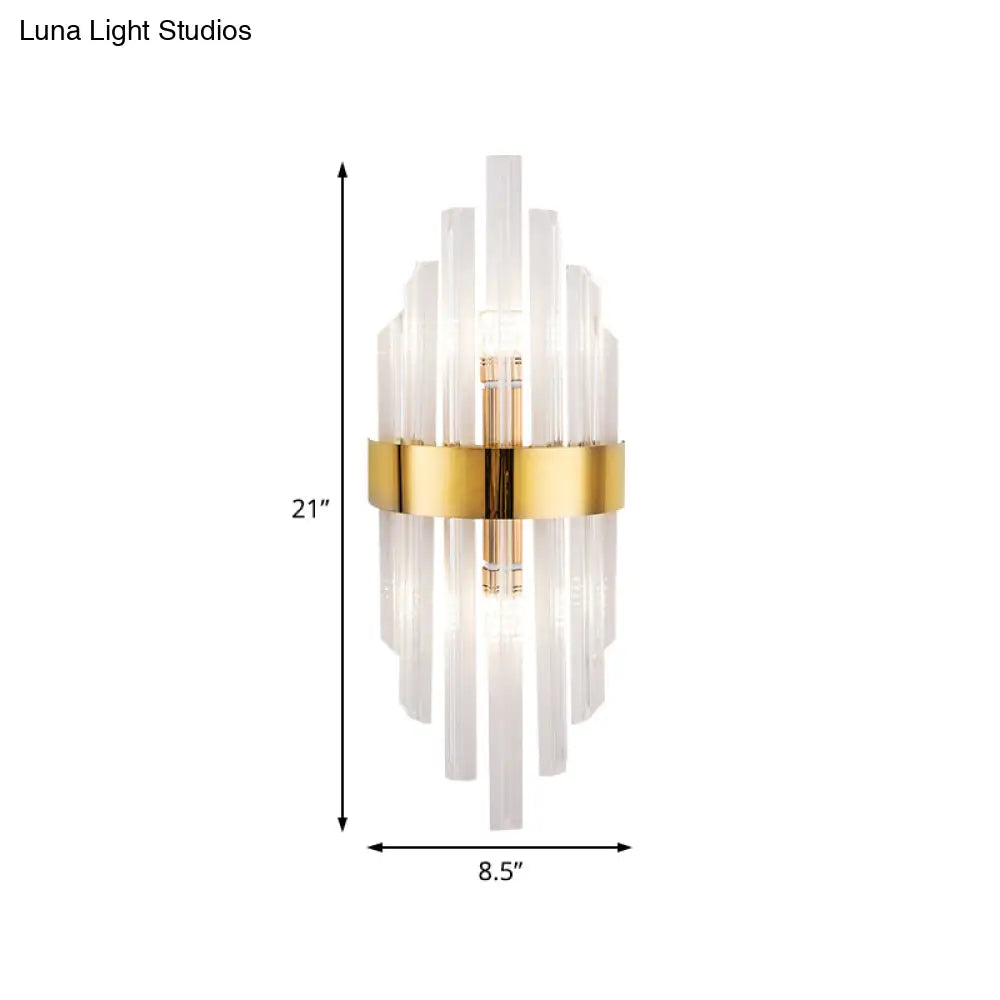DecorBites™ DecorBites™ 2-Light Living Room Wall Sconce: Simplicity Brass Wall Mount with Crystal Shade